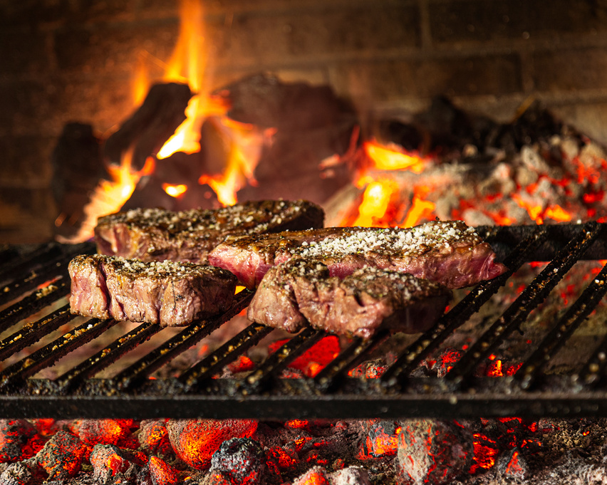 Grilled Meat On Charcoal Grill